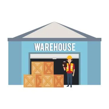 Warehouse worker logistics job concept Stock Illustration