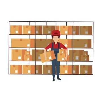 Warehouse worker logistics job concept Stock Illustration