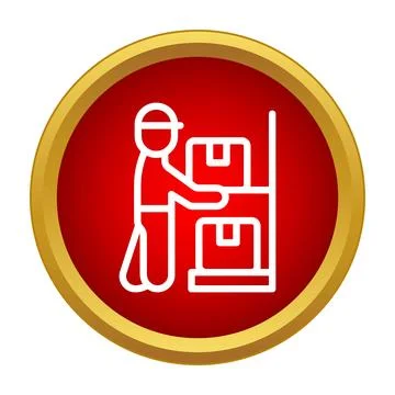 Warehouse worker organizing packages for delivery icon Stockillustratie
