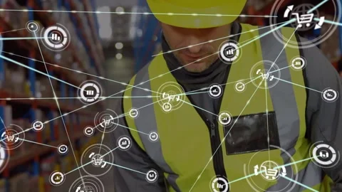 A warehouse worker poses in front of the camera Stock Footage 330662234
