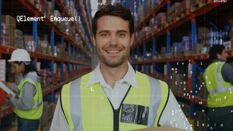 Warehouse worker smiling Vídeos de archivo 107652876