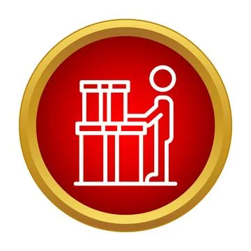 Warehouse worker stacking boxes in logistics icon Stock Illustration