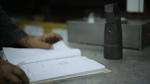 Warehouse worker standing at the desk and take notes in the Journal of the cargo Video stock 54985145
