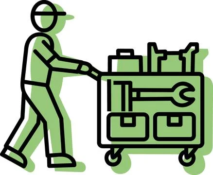 Warehouse worker tool cart logistics icon Stock Illustration