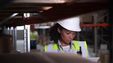 Warehouse worker using tablet for stock inventory Stock Footage 161947226