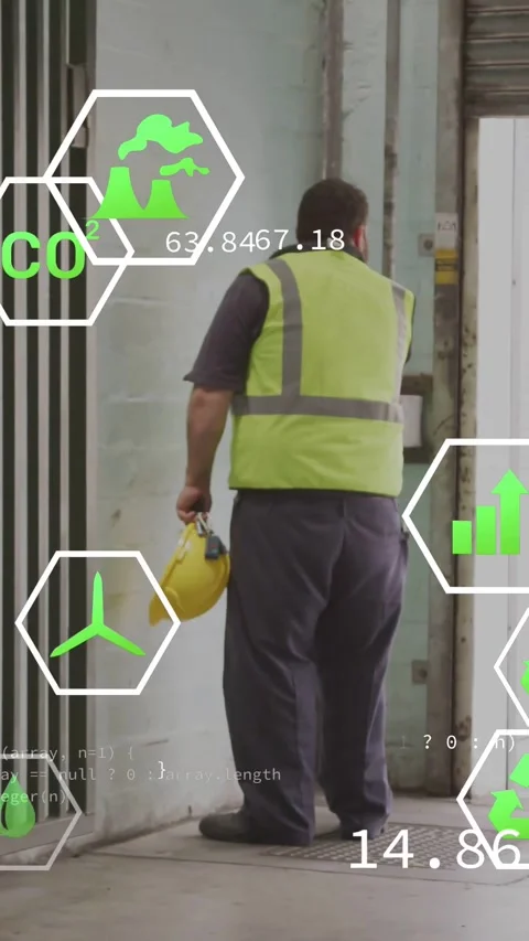 Warehouse worker walking, nearing panel, reaching and operating roller door, HUD Stock Footage 331215354