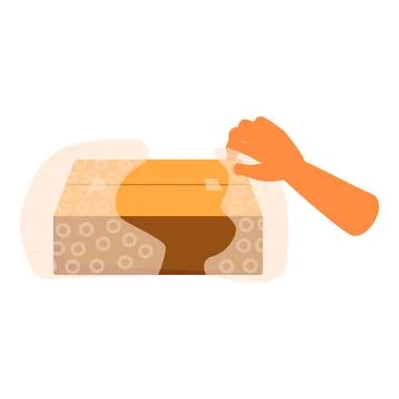 Warehouse worker wrapping cardboard box with bubble wrap for shipping Stock Illustration