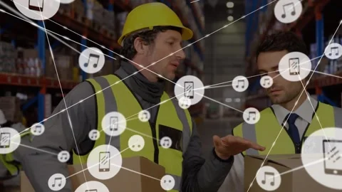 Warehouse workers are often required to work together in order to complete tasks Stock Footage 330728519