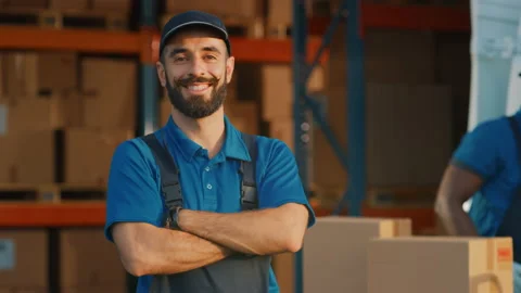 Warehouse Workers loading Van Vehicle Stock Footage 157118910