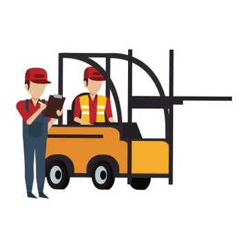 Warehouse workers with merchandise Stock Illustration