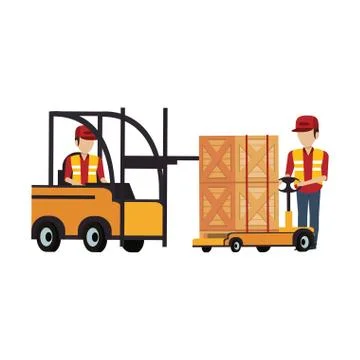Warehouse workers with merchandise Stock Illustration