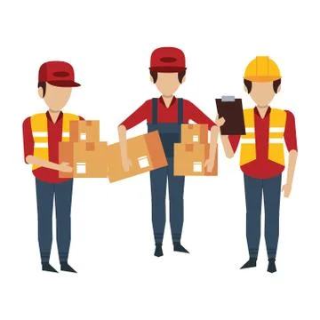 Warehouse workers with merchandise Illustrazione stock