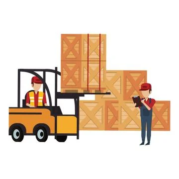 Warehouse workers with merchandise Illustrazione stock