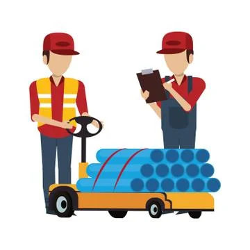 Warehouse workers with merchandise Illustrazione stock