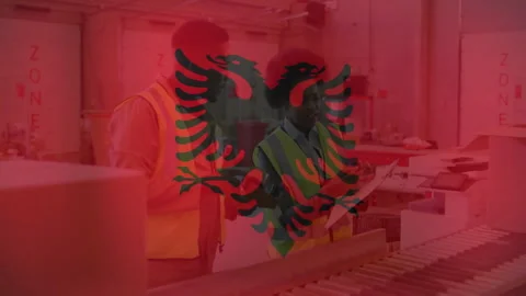 Warehouse workers scanning packages by conveyor belt on warehouse floor showing Stock Footage 309286490