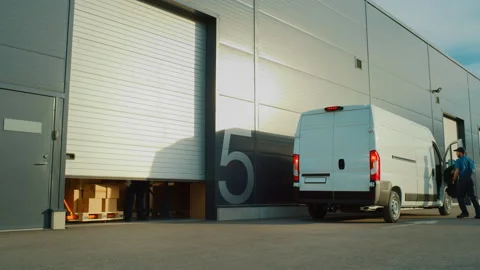 Warehouse Workers Unloading Van Stock Footage 157115999