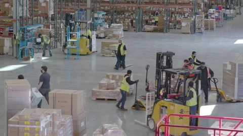 Warehouse Workers Working During Covid 19 11 Stock Footage 169374594