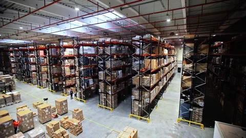 Warehouse Workers Working Preparing orders for Loading Deposit Interior Stock Footage 139333440