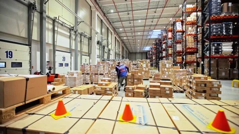 Warehouse Workers Working Preparing orders for Loading Deposit Interior Stock Footage 139333723