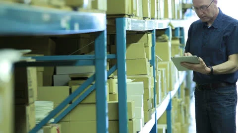 Warehouseman taking stock Stock Footage 24519027
