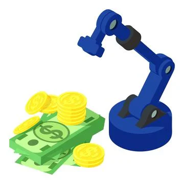 Warehousing service icon isometric vector. Warehouse manipulator near cash money 스톡 일러스트