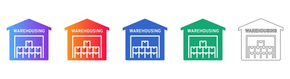 Warehousing Storage Icon Set 스톡 일러스트