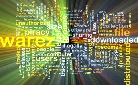Warez wordcloud concept illustration glowing Stock Illustration