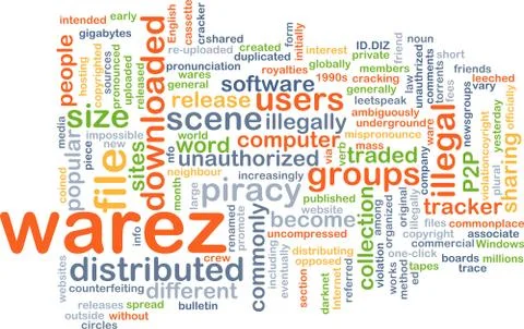 Warez wordcloud concept illustration Stock Illustration