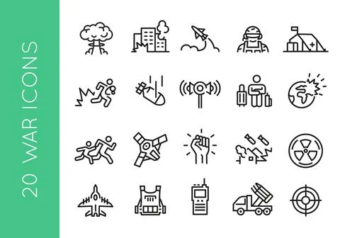 Warfare icons set Stock Illustration