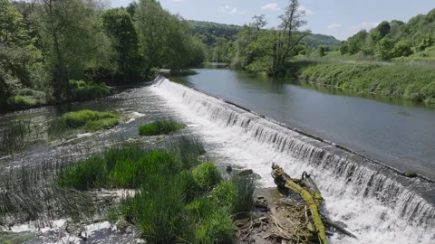 Warleigh Weir on the River Avon in Bath - Forwards Away From Entrance Stock Footage 309580444