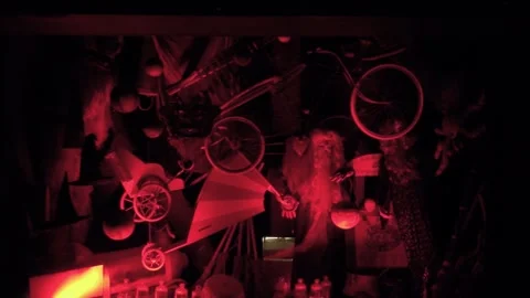 Warlock wizard bicycle magic creepy ride Aeromagic Tibidabo Stock Footage 324912539