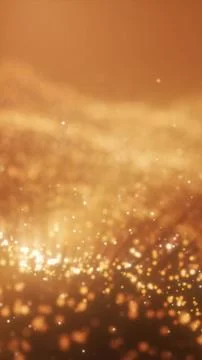 Warm abstract background with glowing golden particles and bokeh lights cre.. Stock Illustration