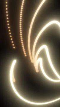 Warm abstract background with golden glowing light curves, dotted trails, a.. Stock Illustration