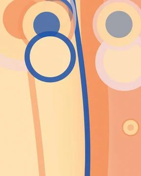 A warm abstract composition presents overlapping cream circles, orange fiel.. Stock Illustration
