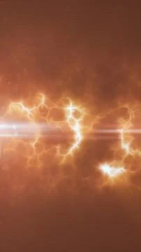 Warm amber abstract background with glowing electric sparks, horizontal lig.. イラスト素材