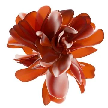 Warm amber red 3D abstract flower isolated on white with delicate translucent Stock Illustration