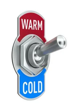 Warm and cold. Toggle switch on white background. Isolated 3D illustration Stockillustratie