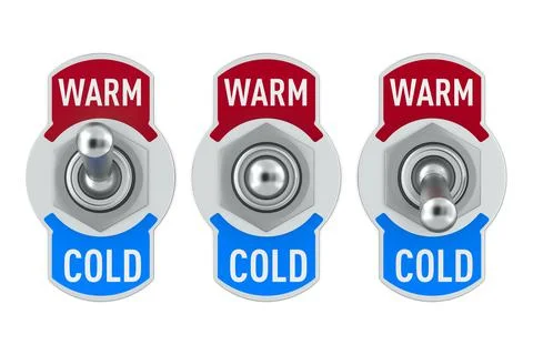 Warm and cold. Toggle switch on white background. Isolated 3D illustration 스톡 일러스트