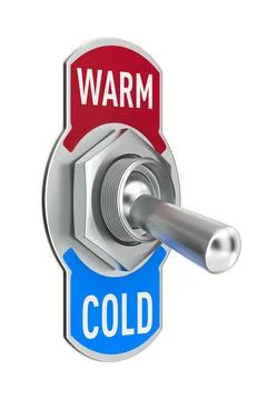Warm and cold. Toggle switch on white background. Isolated 3D illustration 스톡 일러스트