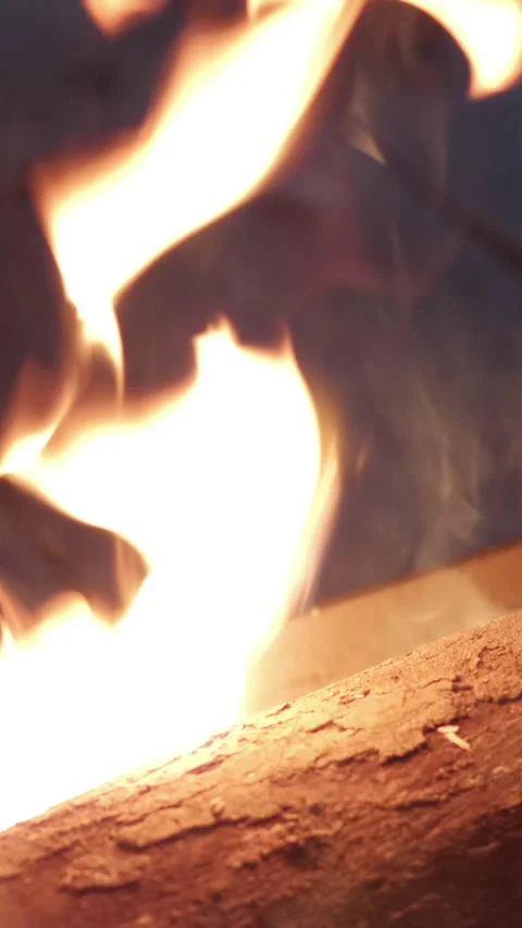 Warm and inviting bonfire evening in Pokhara, Nepal during January, close up Stock Footage 302509656