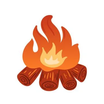 A warm and inviting campfire scene, surrounded by glowing embers and crackl.. Stock Illustration
