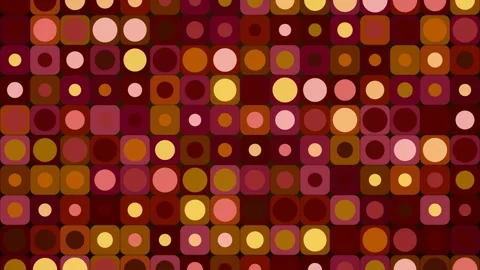 Warm and vibrant retro geometric pattern with circles inside rounded squares Stock Footage 345375042