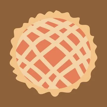 Warm Apple pie. Vector Flat Cartoon illustration. Hot cooked dessert, Isolate Stock Illustration