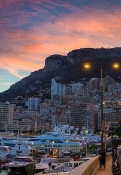 Warm atmosphere of evening in Monaco Stock Photos
