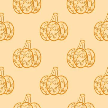 Warm autumn background with pumpkins Stock Illustration