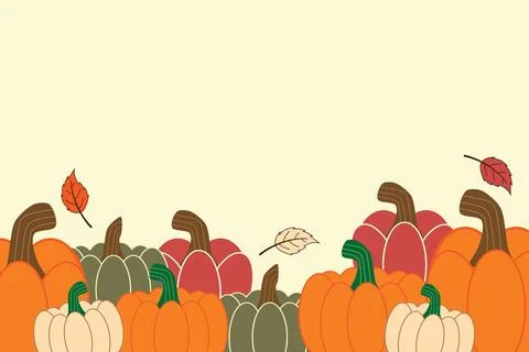 Warm Autumn Pumpkin Background with Falling Leaves Cozy Seasonal Illustration Stock Illustration