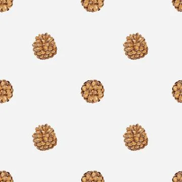 Warm autumn watercolor pattern featuring pinecones for textile and wrapping.. Stock Illustration