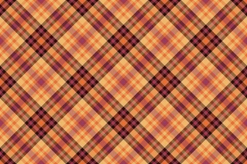 Warm autumnal plaid pattern.  Diagonal lines in rich orange, brown, and pur.. Stock Illustration
