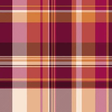 Warm, autumnal plaid pattern. Seamless checkered design in shades of orange,  イラスト素材