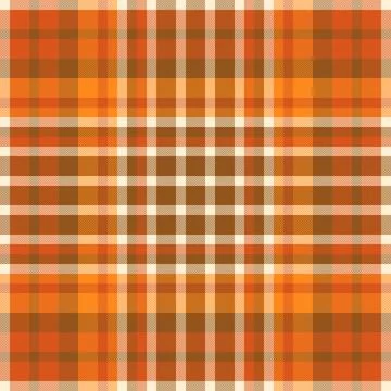 Warm autumnal plaid pattern. Seamless tartan texture in hues of orange, brown Stock Illustration